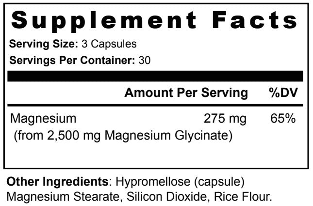 ODF Supplement Facts - Magnesium Glycinate