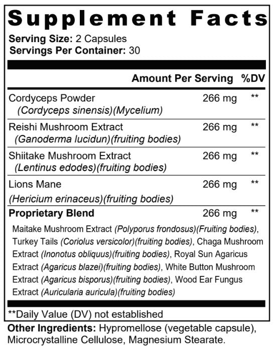 ODF Supplement Facts - Mushroom 10X