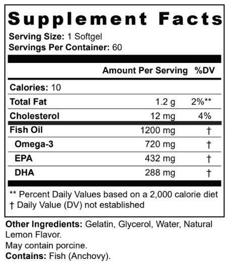 ODF Supplement Facts - Omega 3 Fish Oil