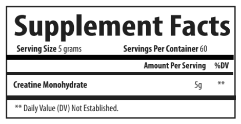 ODF Supplement Facts - Creatine Powder
