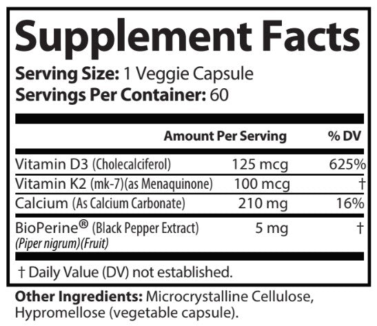 TruNutra Osteo Guardian ingredient label from On Demand Fulfillment